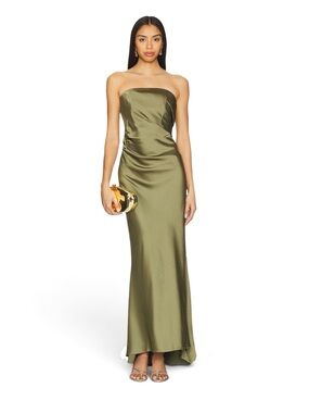 Significant Other Lucile Strapless Gown without Train in Pesto Green Size 6